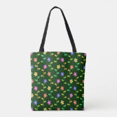 Farbenfrohe Blume, Blumenmuster, Grüne, Boho Tasche (Rückseite)