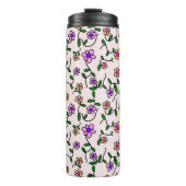 Farbenfrohe Blume, Blumenmuster, Grüne, Boho Thermosbecher (Vorderseite)