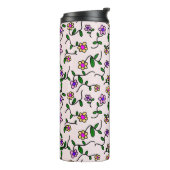 Farbenfrohe Blume, Blumenmuster, Grüne, Boho Thermosbecher (Nach links gedreht)