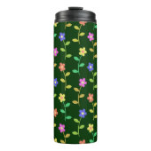 Farbenfrohe Blume, Blumenmuster, Grüne, Boho Thermosbecher (Vorderseite)