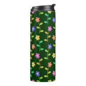 Farbenfrohe Blume, Blumenmuster, Grüne, Boho Thermosbecher (Nach links gedreht)