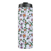 Farbenfrohe Blume, Blumenmuster, Grüne, Boho Thermosbecher (Vorderseite)