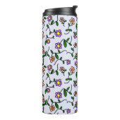 Farbenfrohe Blume, Blumenmuster, Grüne, Boho Thermosbecher (Nach links gedreht)