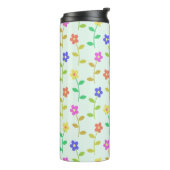Farbenfrohe Blume, Blumenmuster, Grüne, Boho Thermosbecher (Nach links gedreht)