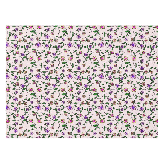 Farbenfrohe Blume, Blumenmuster, Grüne, Boho Tischdecke (Vorderseite (Horizontal))