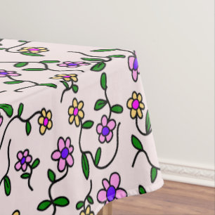 Farbenfrohe Blume, Blumenmuster, Grüne, Boho Tischdecke