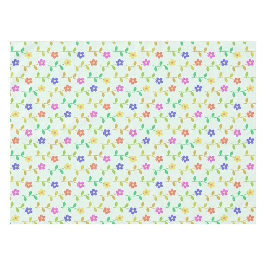 Farbenfrohe Blume, Blumenmuster, Grüne, Boho Tischdecke (Vorderseite (Horizontal))