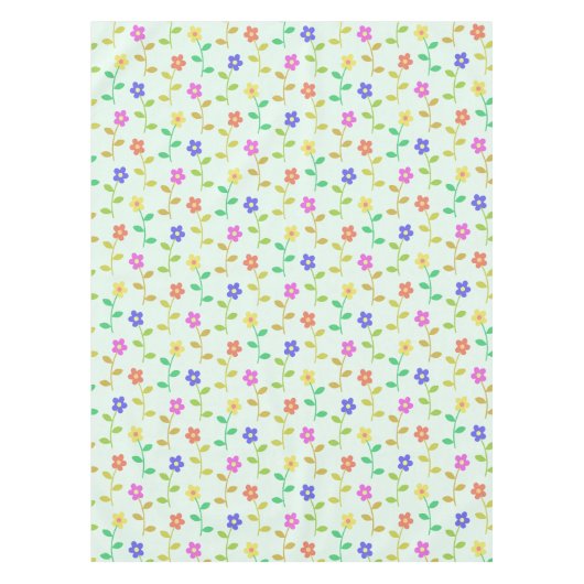 Farbenfrohe Blume, Blumenmuster, Grüne, Boho Tischdecke (Vorderseite)