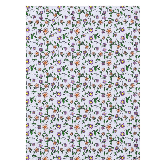 Farbenfrohe Blume, Blumenmuster, Grüne, Boho Tischdecke (Vorderseite)