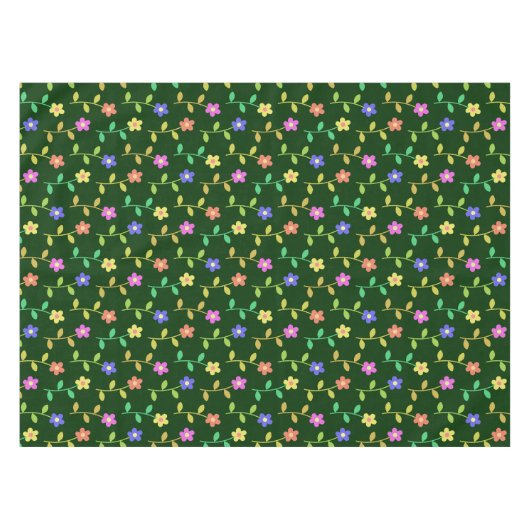 Farbenfrohe Blume, Blumenmuster, Grüne, Boho Tischdecke (Vorderseite (Horizontal))
