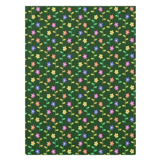 Farbenfrohe Blume, Blumenmuster, Grüne, Boho Tischdecke (Vorderseite)