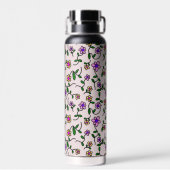 Farbenfrohe Blume, Blumenmuster, Grüne, Boho Trinkflasche (Rückseite)