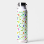 Farbenfrohe Blume, Blumenmuster, Grüne, Boho Trinkflasche (Vorne)