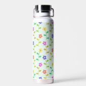 Farbenfrohe Blume, Blumenmuster, Grüne, Boho Trinkflasche (Rückseite)