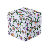 Farbenfrohe Blume, Blumenmuster, Grüne, Boho Würfel (Rückseite Schrägansicht)