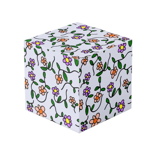 Farbenfrohe Blume, Blumenmuster, Grüne, Boho Würfel (Rückseite Schrägansicht)