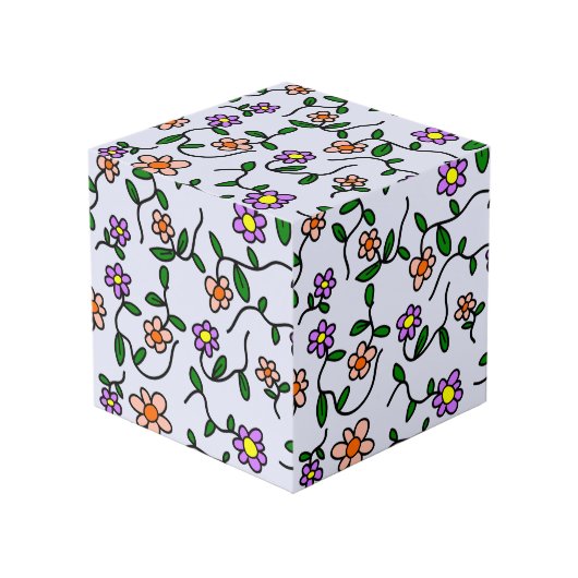 Farbenfrohe Blume, Blumenmuster, Grüne, Boho Würfel (Vorderseite Schrägansicht)