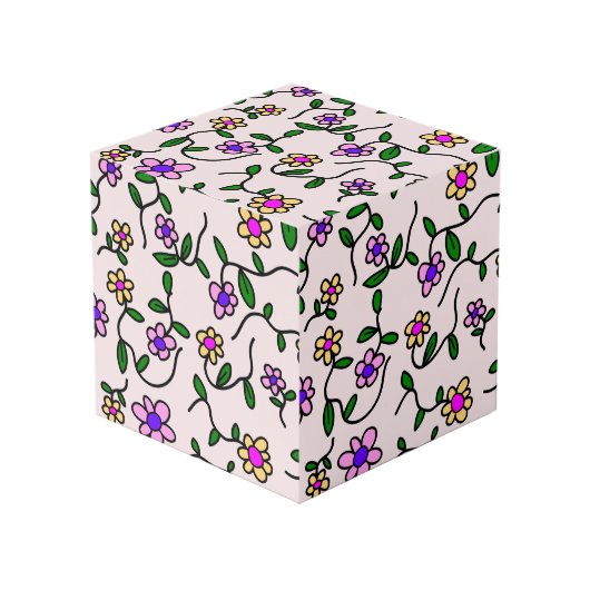 Farbenfrohe Blume, Blumenmuster, Grüne, Boho Würfel (Vorderseite Schrägansicht)