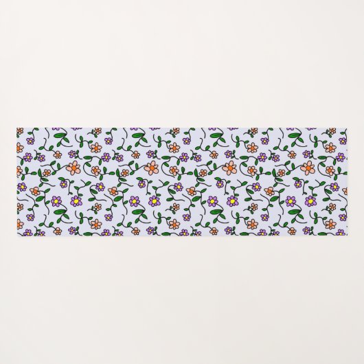 Farbenfrohe Blume, Blumenmuster, Grüne, Boho Yogamatte (Rückseite (Horizontal))