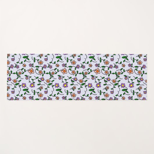 Farbenfrohe Blume, Blumenmuster, Grüne, Boho Yogamatte (Vorderseite (Horizontal))