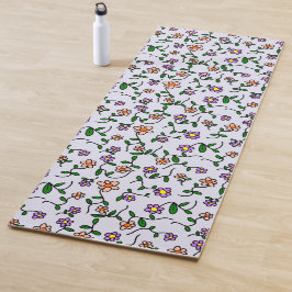 Farbenfrohe Blume, Blumenmuster, Grüne, Boho Yogamatte