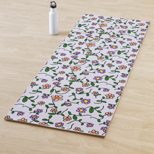 Farbenfrohe Blume, Blumenmuster, Grüne, Boho Yogamatte (Beispiel)