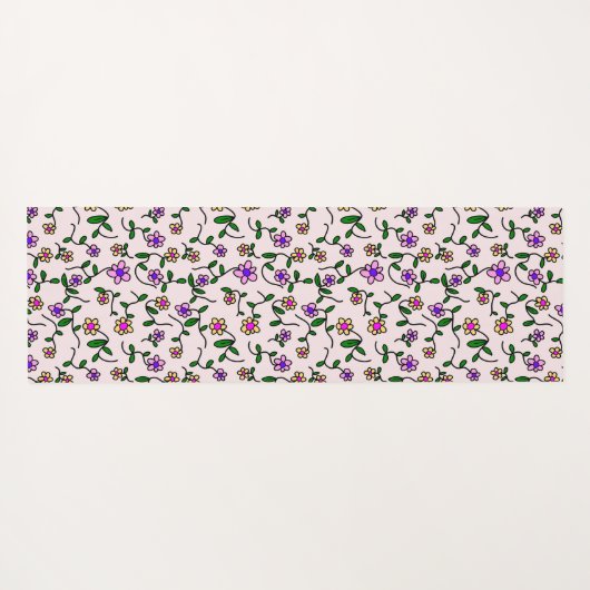 Farbenfrohe Blume, Blumenmuster, Grüne, Boho Yogamatte (Rückseite (Horizontal))