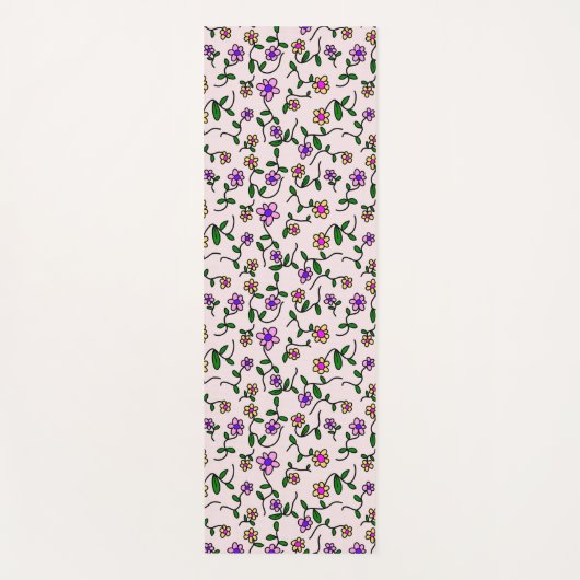 Farbenfrohe Blume, Blumenmuster, Grüne, Boho Yogamatte (Vorderseite)
