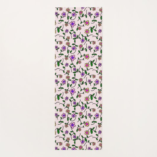 Farbenfrohe Blume, Blumenmuster, Grüne, Boho Yogamatte (Rückseite)