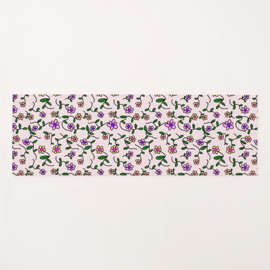Farbenfrohe Blume, Blumenmuster, Grüne, Boho Yogamatte (Vorderseite (Horizontal))