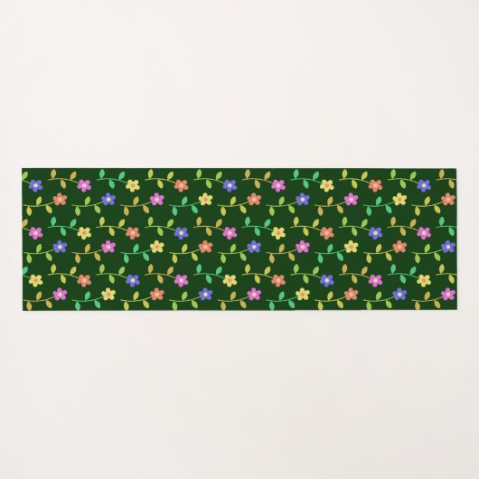 Farbenfrohe Blume, Blumenmuster, Grüne, Boho Yogamatte (Rückseite (Horizontal))