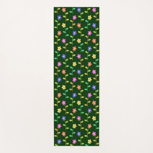 Farbenfrohe Blume, Blumenmuster, Grüne, Boho Yogamatte (Vorderseite)