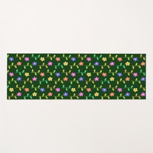 Farbenfrohe Blume, Blumenmuster, Grüne, Boho Yogamatte (Vorderseite (Horizontal))