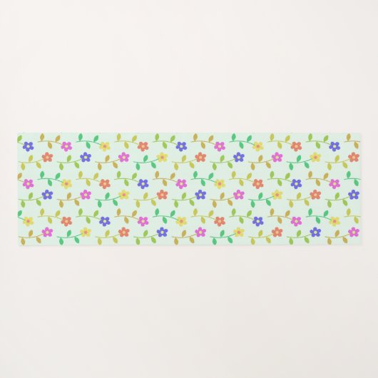Farbenfrohe Blume, Blumenmuster, Grüne, Boho Yogamatte (Rückseite (Horizontal))