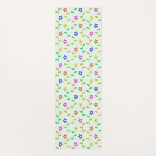 Farbenfrohe Blume, Blumenmuster, Grüne, Boho Yogamatte (Vorderseite)