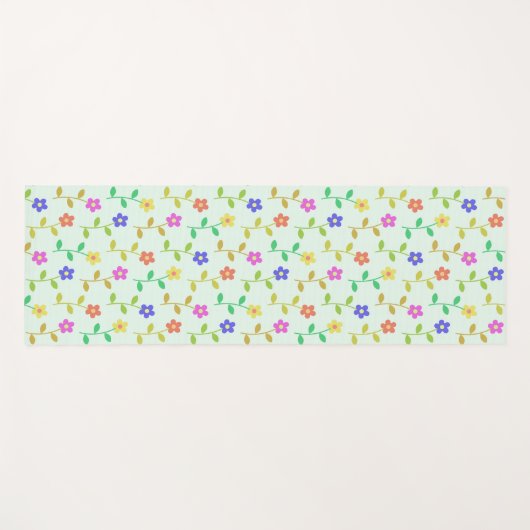 Farbenfrohe Blume, Blumenmuster, Grüne, Boho Yogamatte (Vorderseite (Horizontal))