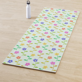 Farbenfrohe Blume, Blumenmuster, Grüne, Boho Yogamatte