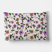 Farbenfrohe Blume, Blumenmuster, Grüne, Boho Zubehörtasche (Rückseite)