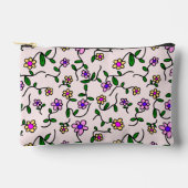 Farbenfrohe Blume, Blumenmuster, Grüne, Boho Zubehörtasche (Vorderseite)