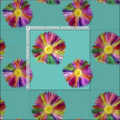 Farbenfrohe Blume Boho Blumenchic Aquamarin Blue Stoff (Kachel)