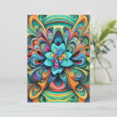 Farbenfrohe Blume Boho Einladung (Stehend Vorderseite)