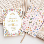 Farbenfrohe Blume Boho Garden Sweet 16 Birthday Einladung<br><div class="desc">Diese elegante Einladung ist perfekt für den 16. Geburtstag Ihrer kleinen Prinzessin! Das hübsche Design besticht durch eine lebendige Gartenanlage mit Blume,  Goldtiara und edler Typografie. Klicken Sie auf die Schaltfläche "Weitere Anpassung",  wenn Sie den Stil und die Position des Textes neu ordnen und formatieren möchten.</div>