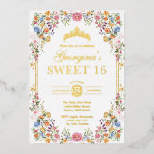Farbenfrohe Blume Boho Garden Sweet 16 Birthday Folieneinladung (Vorderseite)