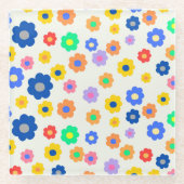 Farbenfrohe Blume Boho Retro Frühling & Sommer Dek Glasuntersetzer (Vorderseite)