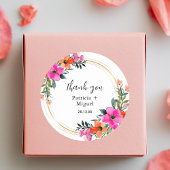 Farbenfrohe Blume Botanische Hochzeit Danke Runder Aufkleber