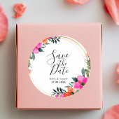 Farbenfrohe Blume Botanische Hochzeit retten das D Runder Aufkleber