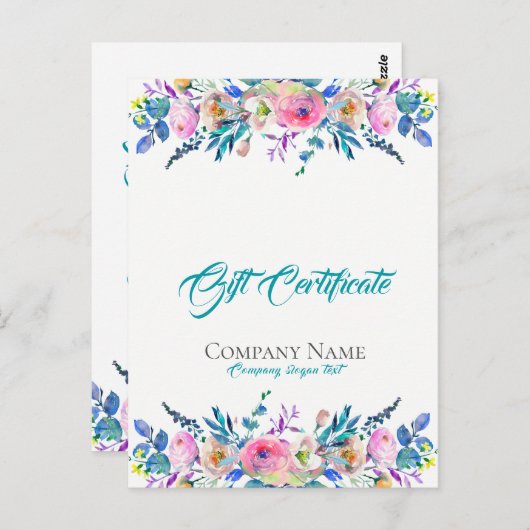Farbenfrohe Blume Bouquet Geschenkgutschein Postkarte (Vorne/Hinten)