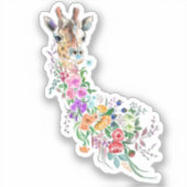 Farbenfrohe Blume Bouquet Giraffe Frühjahr Sticker (Vorderseite)