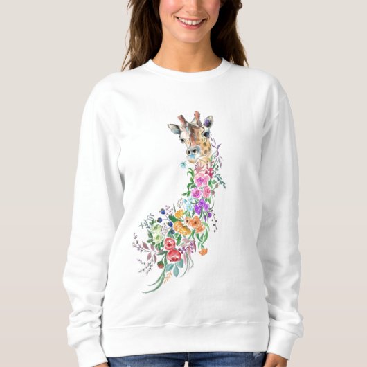 Farbenfrohe Blume Bouquet Giraffe - Frühjahr Sweatshirt (Vorderseite)