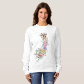 Farbenfrohe Blume Bouquet Giraffe - Frühjahr Sweatshirt (Vorne ganz)